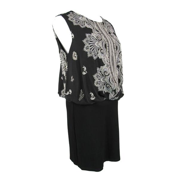 MNG Blouson Dress Knee Length Drop Waist Boat Neck Sleeveless Black Size Medium - Picture 5 of 7